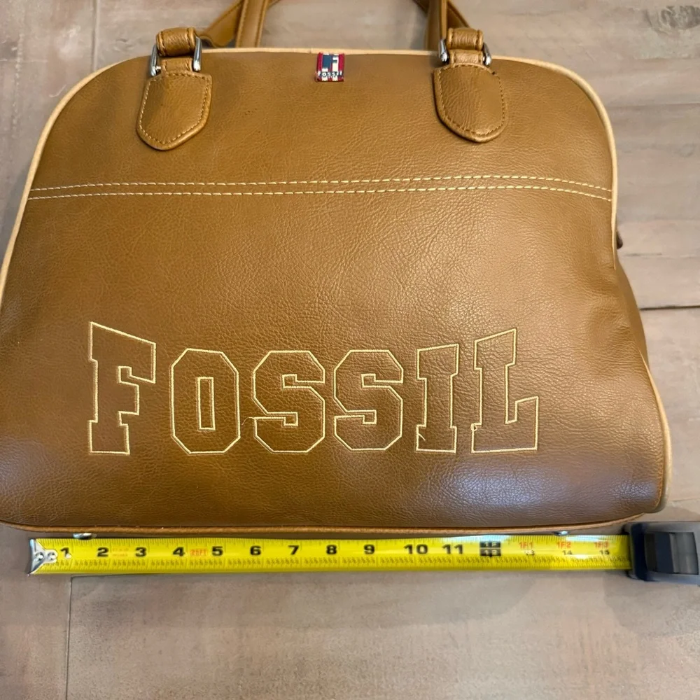 Vintage Fossil Y2K yellow /Brown shoulder strap bag Leather - Picture 9 of 16